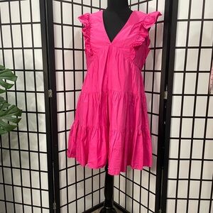 Aqua Bold Pink Ruffle Dress